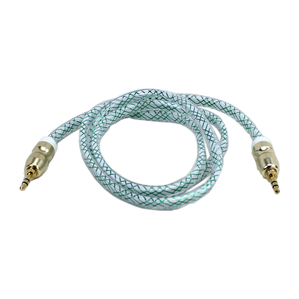 Auxiliary MUSIC Cable 3.5mm to 3.5mm Heavy Duty Braided Wire (Green)